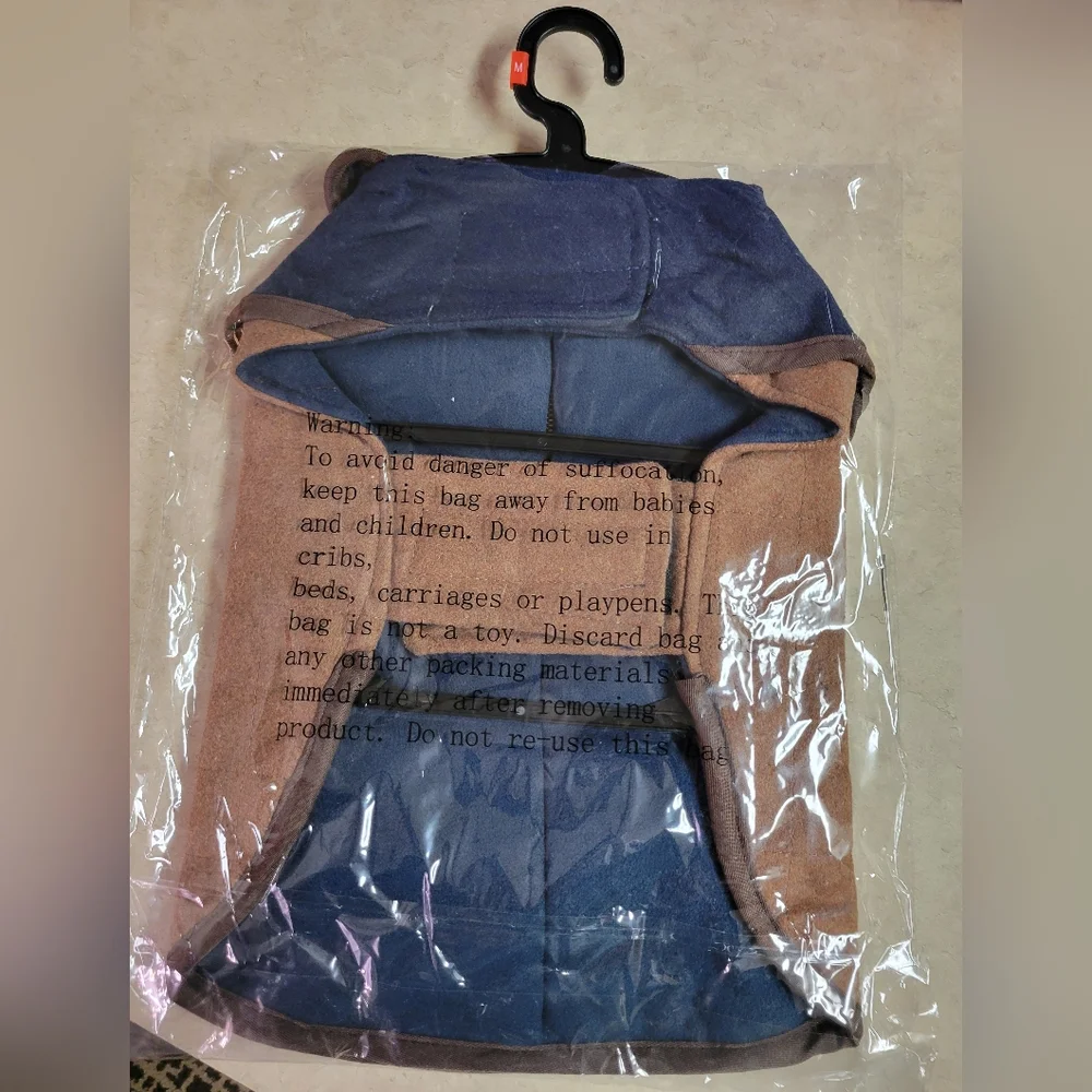 Eddie Bauer size med lined dog coat- blue/brown